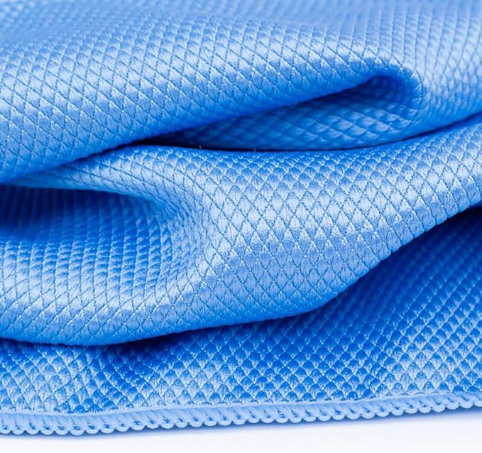 Diamond Weave Glass & Window - Detailing Towels to Polish Mirrors & Chrome, Snakeskin Like Texture, Lint-Free, Streak-Free, 280gsm, 16in. x 16in, Blue (6-Pack)