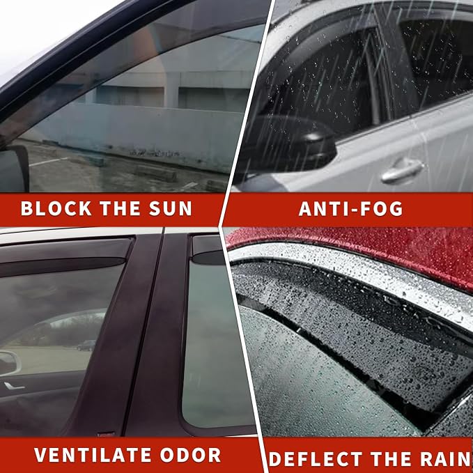 in Channel Rain Guards for 2021 2022 2023 2024 Nissan Rogue S, SV, SL, Platinum, Smoke Tinted Window Wind Deflectors, Vent Window Visors Shades Shield, 4PCS