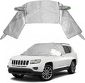 Windshield Window Snow Cover with 2 Hooks and 2 Mirror Covers Ice and Snow Front Window Sunshade Cover Fit for SUVs, Trucks, Cars (White-SUVs)