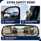 Frameless Car Blind Spot Mirror 2 Pack - Premium Convex HD Glass Round Side Blind Spot Mirrors with Wide Angle View, Eliminate Blind Zones & Parking Assistance for Safe Driving
