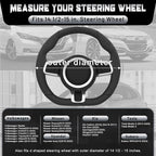 D Shaped Steering Wheel Cover for 14.5-15 inch Flat Bottom Wheels, Breathable Perforated Microfiber Leather, Anti-Slip Grip, Universal Fit for Cars & SUVs, Black and Gray