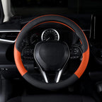 Auto Car Leather Steering Wheel Cover Anti Slip Wrap 15" (Orange)