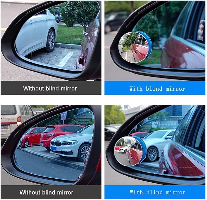 Yusheng 2PCS Mini Blind Spot Mirror, 1.57" Round HD Glass Convex Rear View Mirror, Strong Adhesive for Car (40mm, Frameless)