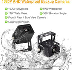 AHD Dual Backup Camera with 7'' 1080P DVR Monitor, Front and Rear View Camera Waterproof Night Vision Reversing Camera for Truck Pick Up RV Camper Bus 12V-36V