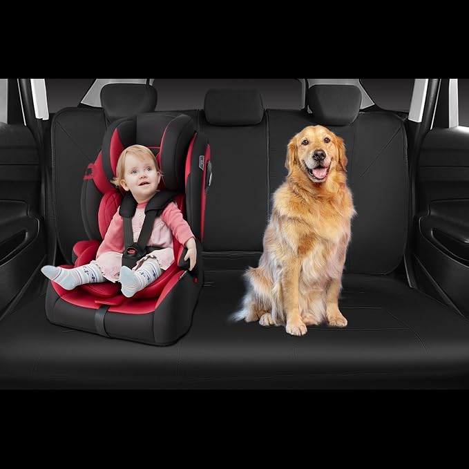 Neoprene Waterproof Seat Covers, Universal Fit Black Full Sets, Protective Interior Covers for Auto SUV, Vans, Sedans, Trucks