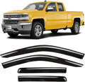 Side Window Visors rain Guards Vent Deflectors for 14-18 Chevrolet Silverado/GMC Sierra 1500 2500HD 3500HD Double/Extended Cab, Rain Guards Sun Shade Out Channel,Dark Smoke 4pcs 94528