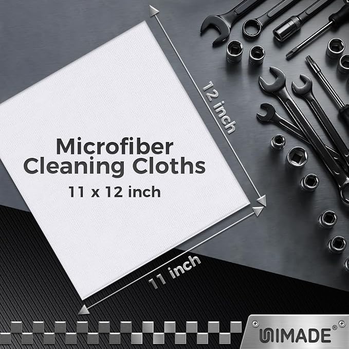 Microfiber Cleaning Cloth, 24 Pack Reusable Microfiber Towels for Cars Lint Free Cleaning Shop Towel Rags for Home Kitchen Automotive Bar Mechanic Restaurant Garage, 11"x 12", White