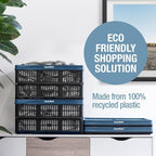 Collapsible Utility Crates, Ocean, 3 Pack, 45L/11 Gal, 66 lbs Capacity, Stackable Containers, Heavy Duty, Space-Saving Baskets,Polypropylene (PP)