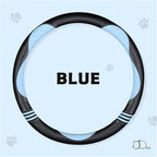 Car Steering Wheel Covers for Women Padded Carbon Fiber PU Leather Cute Auto Interior Accessories for Vehicle, Sedan, Universal, Anti Slip, Blue, Standard Size, 14.75-15.15in