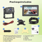 7" 2-Channel Truck Backup Camera Monitor kit No Lag Waterproof Induction Night Vision Reverse Camera + IPS Screen Rear View Monitor Vehicle Parking System for RV Bus Trailer Truck (49ft Video Cable)