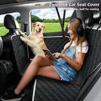 Dog Hammock for Car Back Seat Scratch Proof Nonslip Pet Car Seat Cover,Side Flaps with Zipper, Heavy Duty Car Seat Cover for Dogs with Storage Bag (Black-Zipper)