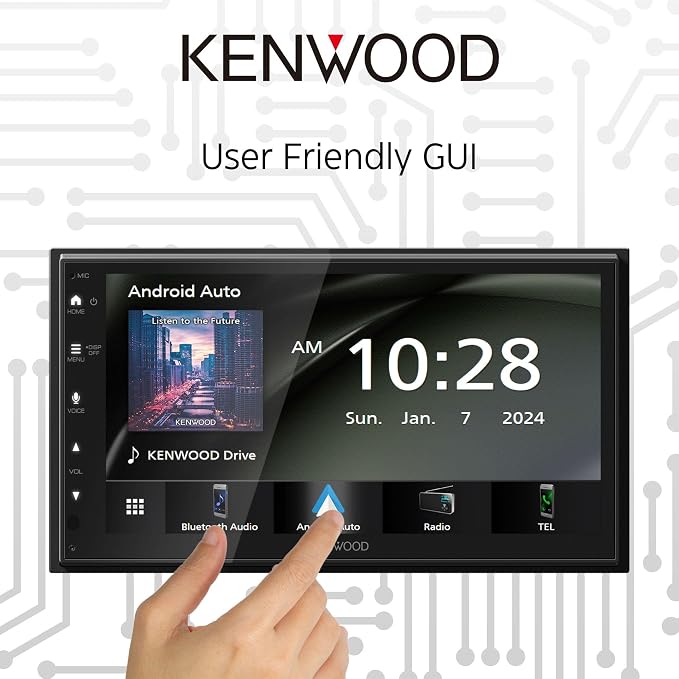 DMX4710S Digital Car Stereo (50W x 6-Ch), Wired Apple CarPlay & Android Auto, Bluetooth-Enabled Head Unit with 6.8" LCD Display, Single DIN Touchscreen Car Stereo with USB Mirroring
