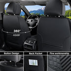 Coverado Car Seat Covers, Waterproof Nappa Leather Seat Cushion for Cars 5 Seats, Front and Rear Automotive Seat Cover Car Accessories, Universal Fit for Most Cars SUV Trucks, Full Set, Black