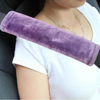 Soft Faux Fur Universal Fit Seatbelt Cover Car Truck SUV Airplane Seat Belt Shoulder Pad for Carmera Backpack Straps Neck Cushion Protector 2 Pack 10.5in Light Lavender