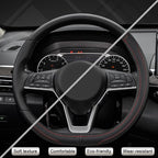 Customized Auto Car Steering Wheel Cover for Nissan,D Shaped Steering Wheel Cover for Rogue,Altima,Kicks (D-Shaped-Black+Red Line)