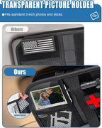 Molle Car Sun Visor Organizer - Tactical Storage Panel with 180° Zipper Pouch & Magnetic Glasses Clip & Photo Holder & Semi-Rigid Molle Panel for Military Gear (1, Camouflage)