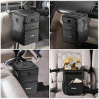 Car Trash Can with Lid - Leakproof Trash Bin Car Garbage Can, Collapsible Automotive Truck Organizer and Storage Bag Car Accessories for Women Men Road Trip Essentials