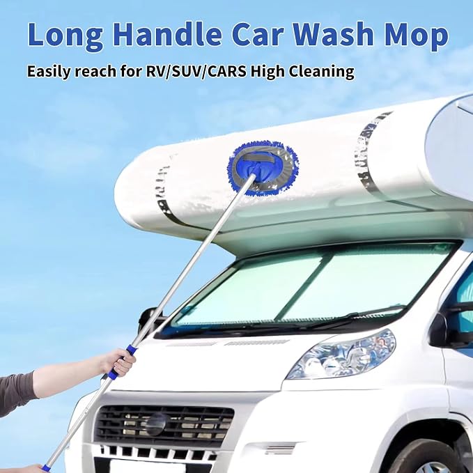62'' Car Wash Brush Kit with Long Handle, Microfiber Car Wash Mop Mitt, Car Cleaning Detailing Kit, Exterior Interior Car Cleaning Supplies for Cars RV Truck Boat