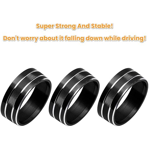Audio Air Conditioning Button Cover Decoration Twist Switch Ring Trim for Jeep Wrangler JK JKU Patriot 2011-2018, Compass 11-16, Liberty 08-12, Dodge Challenger 08-14 Interior Accessories Black 3PCS
