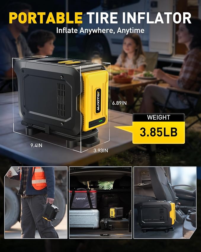 26000mAh Heavy Duty Tire Inflator, Portable Air Compressor 150PSI for Car Tires – Built-in Power Station & 65W Fast Charging – Emergency Air Pump for Truck, F-150, Off-Road, RV Camping