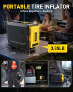26000mAh Heavy Duty Tire Inflator, Portable Air Compressor 150PSI for Car Tires – Built-in Power Station & 65W Fast Charging – Emergency Air Pump for Truck, F-150, Off-Road, RV Camping