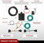 4 Pin Trailer Wiring Harness Kit 56329 Vehicle Custom for 2004 2005 2006 2007 2008 2009 2010 2011 2012 Ford Escape Edge Freestar Mazda Tribute Mercury Mariner Lincoln MKX