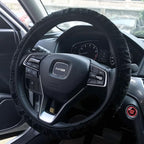 Elastic Long Microfiber Plush Steering Wheel Cover for Winter Warm, Universal 15 inch, Anti-Slip, Odorless, Black