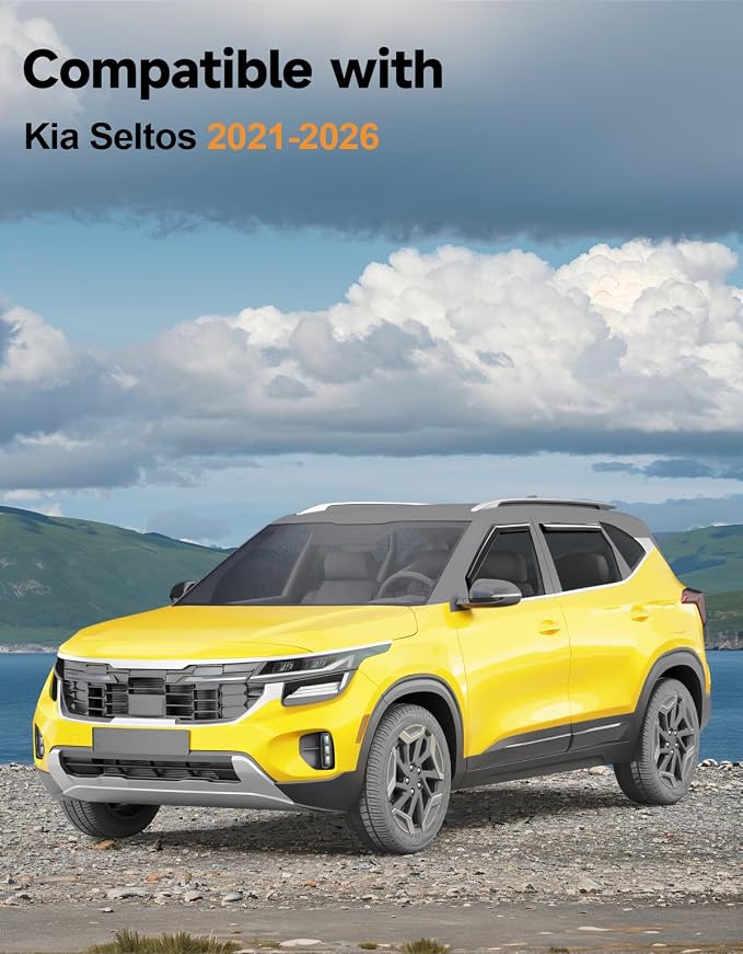 in-Channel Window Rain Guards Fit for Kia Seltos 2021-2026 Rain Guards Extra Durable Window Deflectors Visors Vent Visors Vent Shades Car Accessories -4 pcs
