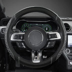 Car Steering Wheel Cover for Ford Escape,Explorer,Fusion,Focus,Bronco,Transit,Edge(Diamond Quilted - Black+Gray- Standard Size)