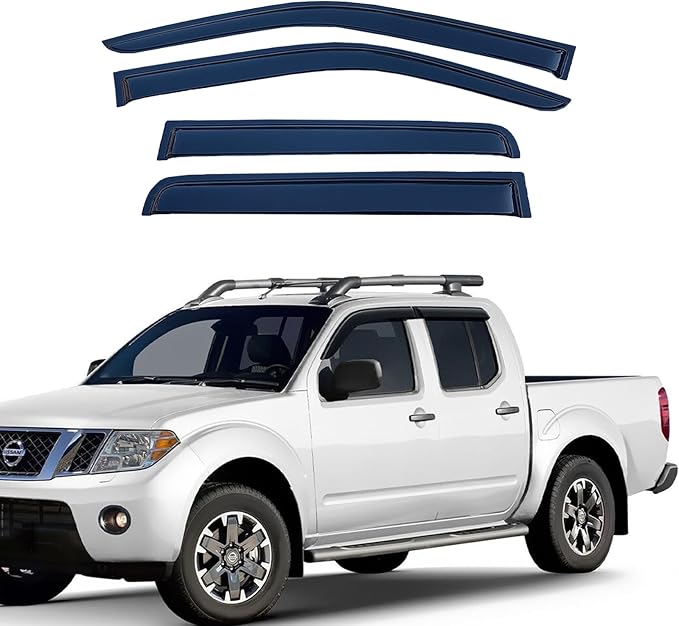 Extra Durable Window Visors Deflectors for Nissan Frontier Crew Cab 2005-2021,Vent Window Visors Rain Guards for Car Accessories,Weatherproof & Easy Installation,Fits 05-21 Frontier Crew Cab