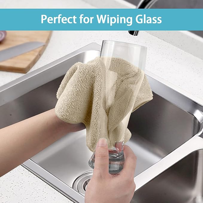 Brown Microfiber Cleaning Cloth, 50 Pack Cleaning Towels for Kitchen, Lint Free, Scratch-Free, Highly Absorbent, and Reusable Cleaning Rags for House, Window and Glass, Cars, 11.5 X11.5 inch