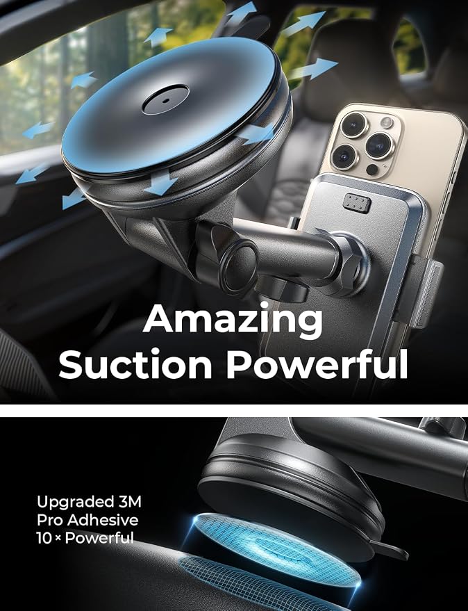 for iPhone 17 Car Phone Holder Mount, 2-in-1 Suction Cup Phone Mount for Car Dashboard Windshield and Air Vent Cell Phone Holder, Truck Phone Holder for iPhone 16 Pro Max Air 15 14 13 Plus Mini