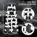 Cute Black Cat Car Seat Back Storage Headrest Hooks for Purses & Bags – 2PCS PU Leather Dual Metal Hooks, Backseat Organizer Accessories