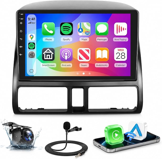 8Core 6GB 128GB Car Stereo for Honda CRV 2002-2006 Radio with Wireless Car Play Android Auto MirrorLink,9inch 1280X720P HD IPS Touch Screen 5.0Bluetooth FM/RDS GPS WiFi AHD Backup Camera