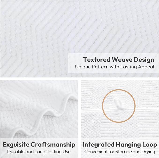 Bath Towels Set, Large Microfiber Body Towel for Adult, 2 Pack, 30" x 60", Oversized, Soft, Super Absorbent, Fast Drying, Use for Sport, Fitness, Yoga, Fleece Diamond Cross Grid White