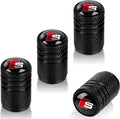4pcs Tire Valve Stem Caps, Compatible with Audi S Line S1 S2 S3 S4 S5 S6 S7 S8 SQ2 SQ5 SQ7 SQ8 Series Stem Cap Universal Car Air Cover Car Accessories for Cars, SUV, Truck, Motorcycles Black