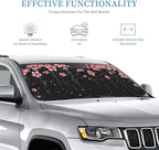 Windshield Sun Shade Black Blooming Cherry Flower Car Front Window Sunshade Cover for Truck SUV Blocks UV Rays Automotive Visor Interior Protector 51 x 27.5 inch