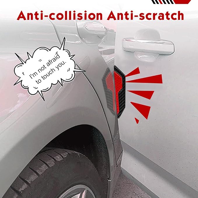 4 PCS Car Door Edge Guard Stickers, Reflective Car Door Edge Protector, Anti-Scratch & Anti-Collision Side Doors Warning Guard Strips, Auto Body Self Adhesive Strips for SUV Truck (Red)