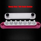 7 x M6 (1/4") Studs Power Distribution Block Bus Bar 12V, 5.9" HD 150A Marine BusBar Battery Distribution Block W/Cover for Car Boat Solar (Red)