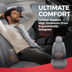 Gray Car Seat Cover Full Set - Faux Nappa Leather Seat Covers for Cars, Luxury Breathable Waterproof Front Seats Cushion Protectors with Lumbar Support, Universal Fit for Sedans SUVs Pickups