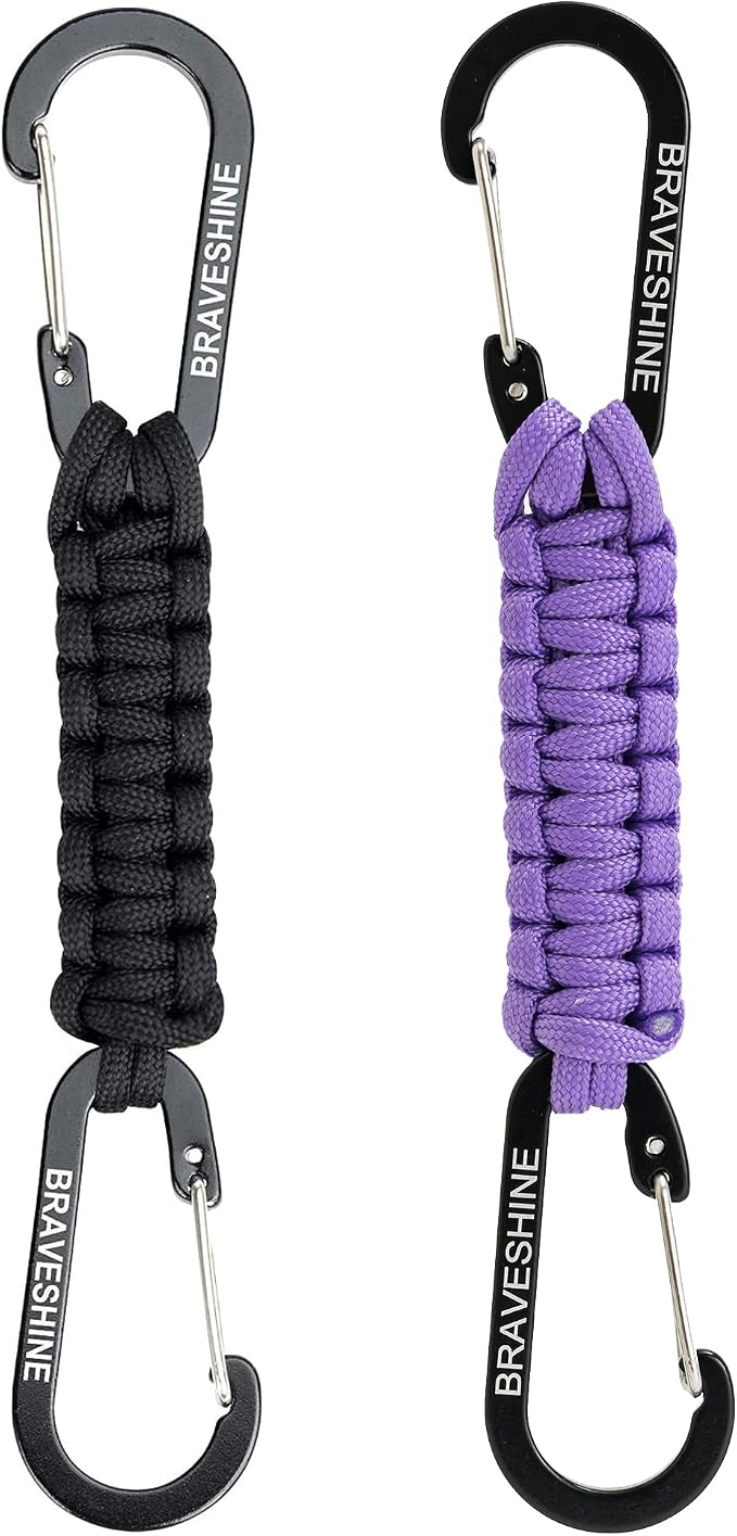 Paracord Keychain Carabiner Clip, D Ring Lanyard Hanger Stroller Hook for Water Bottle, Key, Backpacks, Men, Women