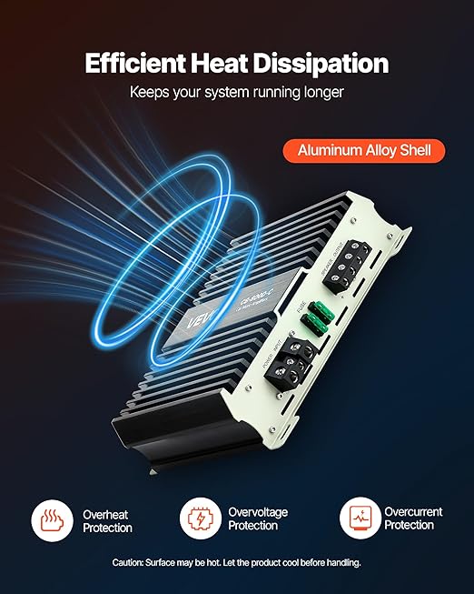 Monoblock Car Amplifier, 800W RMS MAX, 1/2/4 Ohm Stable, 1-Channel Class D Car Audio Amplifier with Remote Subwoofer Level Control, Low Pass Filter, Bass Boost & Phase Shift, Volume Controller