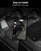 3W Floor Mats (with Metal Pedals) & Carpets for Ford F-150 2015-2026 & F150 Lightning 2022-2025 SuperCrew (w/o Fold Flat Storage), TPE All Weather Front & Rear 3PCS | Heavy Duty, Easy Clean - Black