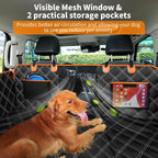 Back Seat Extender for Dogs, Hard Bottom Dog Car Seat Cover for Back Seat Waterproof with Mesh Window and Storage Pocket, Dog Hammock for Cars & SUVs