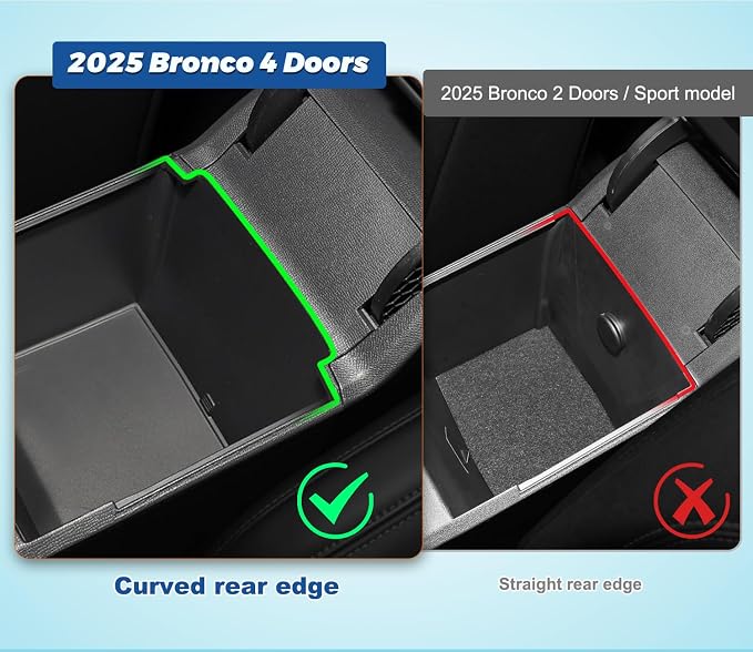 3 PCS Trunk Organizers for 2025 2026 Ford Bronco 4 Doors Automatic Transmission ONLY with Center Console Organizer, Door Handle Storage, Gear Shift Organzier (Not for Sport&2Door)