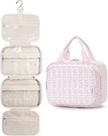 Hanging Toiletry Bag for Women Travel Makeup Bag Organizer Toiletries Bag for Travel Size Essentials Accessories Cosmetics (Pink Flower Buds (Medium))
