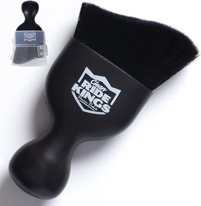 Car Interior Detailing Brush - Black, 2 Pack | Cleans auto vents, panel crevices & seat seams. Soft bristles with cover. Perfect vehicle care gift for men and women.