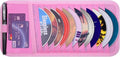 Car CD Case Holder, Vehicle Sun Visor Organizer for Cars with 12 DVD Storage Sleeves, 1 Mesh Pocket, 1 Pen Holder and Elastic Strap, Pink