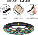 Glitter Mermaid Scales Steering Wheel Cover Cute for Women Men Car Accessories Universal 15 Inch Anti-Slip Automotive Steering Wheels Protector Covers for Truck SUV Sedan Turquoise