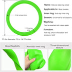 Car Steering Wheel Cover, 13 to 14.17 inches Anti-Slip Silicone Steering Wheel Protector, Soft Flexible Shock-Absorbent Steering Wheel Protective Cover for Most Car Models (Green)